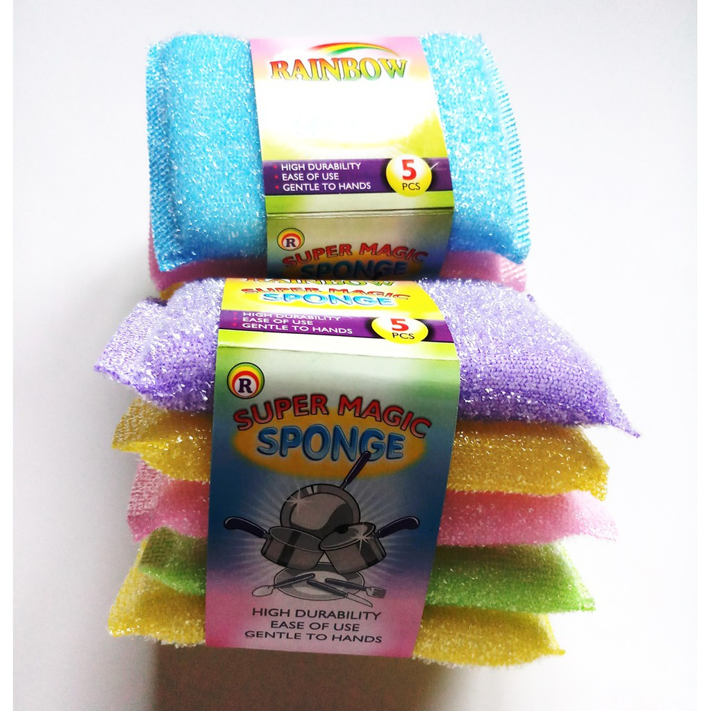 SPONS CUCI PIRING WARNA ISI 5pcs / SPONGE SABUT UNTUK CUCI PIRING