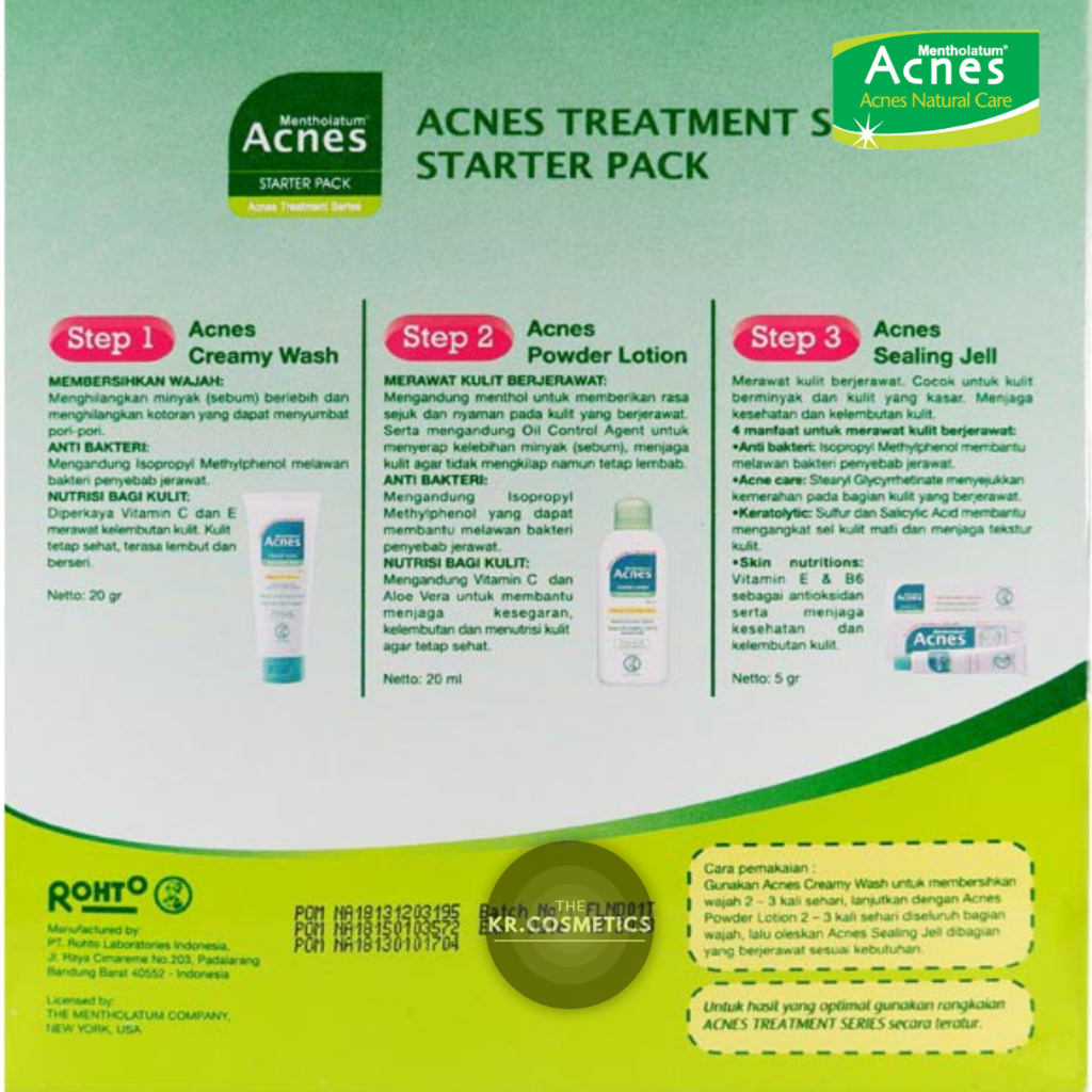 Acnes Starter Pack paket travel (Creamy Wash + Powder Lotion + Sealing Jell) 3in1