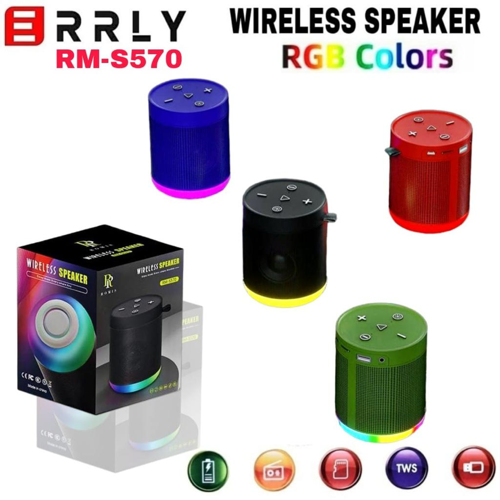 Speaker Bluetooth ERRLY RM 570 Wireless Nirkabel Subwoofer Lampu LED RGB Warna Warni Extra BASS