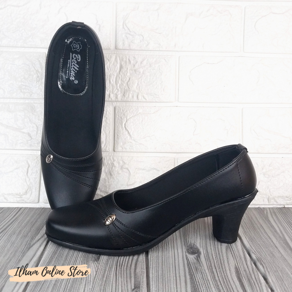 Belina B.03 Hitam Sepatu Pantofel Wanita Hak 7cm Size 37-40