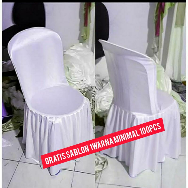 sarung kursi napoly putih  101-102 grtis sablon