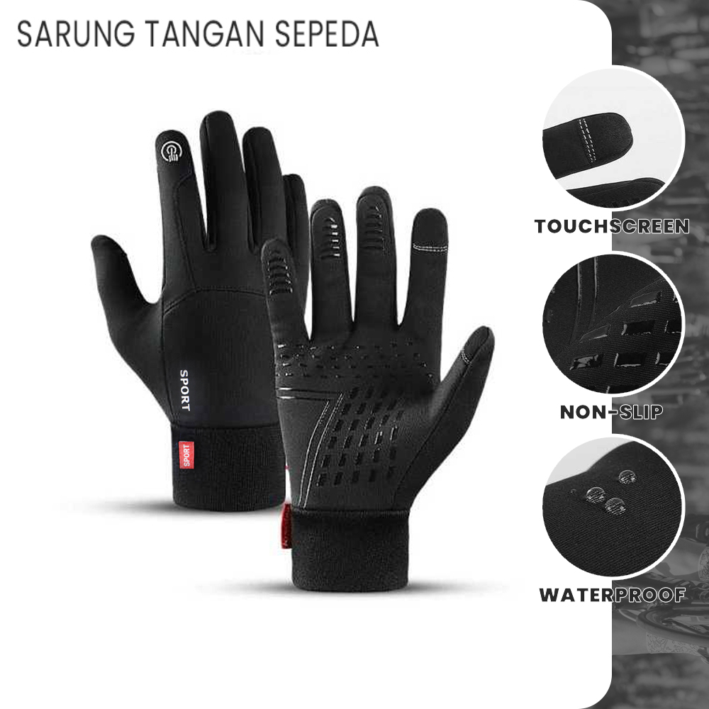 Sarung Tangan Sepeda Winter Waterproof Cycling Gloves - KG079 - Black