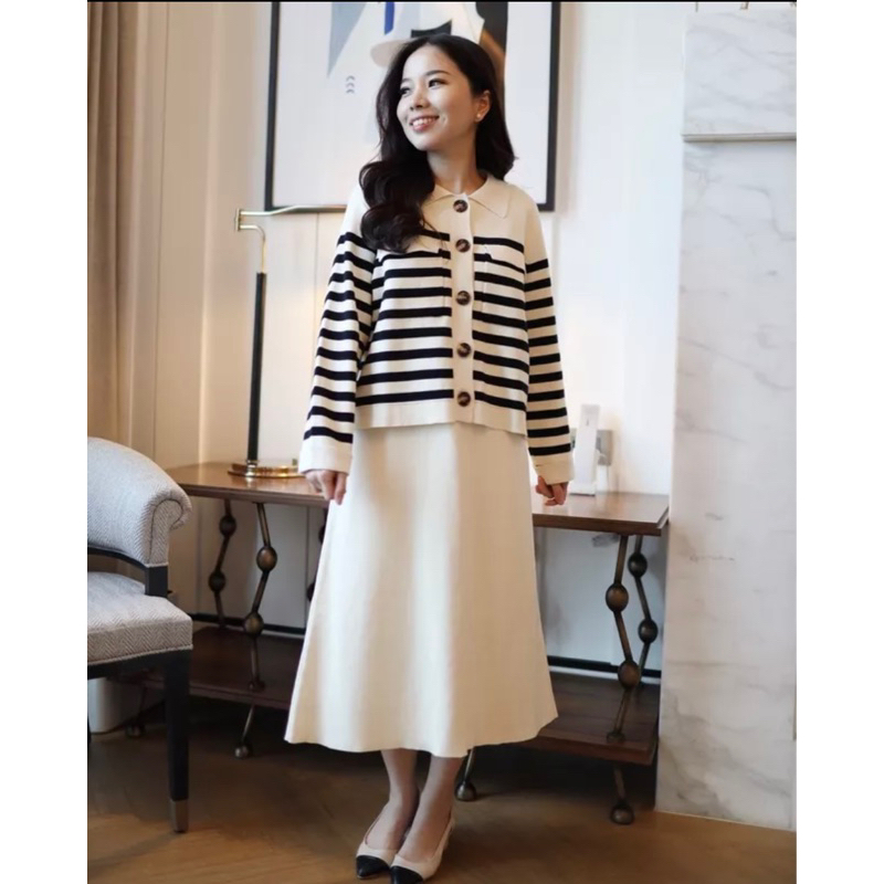 Posh The Label - Coleen Cardigan White Stripes