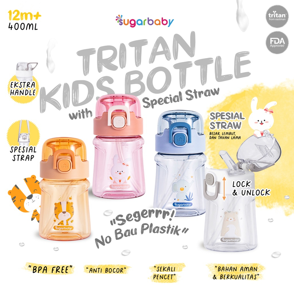 Sugar Baby Tritan Kid Bottle With Special Straw 400ml / Botol Minum Anak