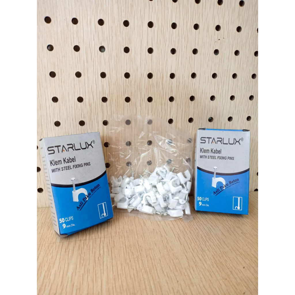 STARLUX Paku Beton Asli Klem Kabel 9mm isi 50 PCS