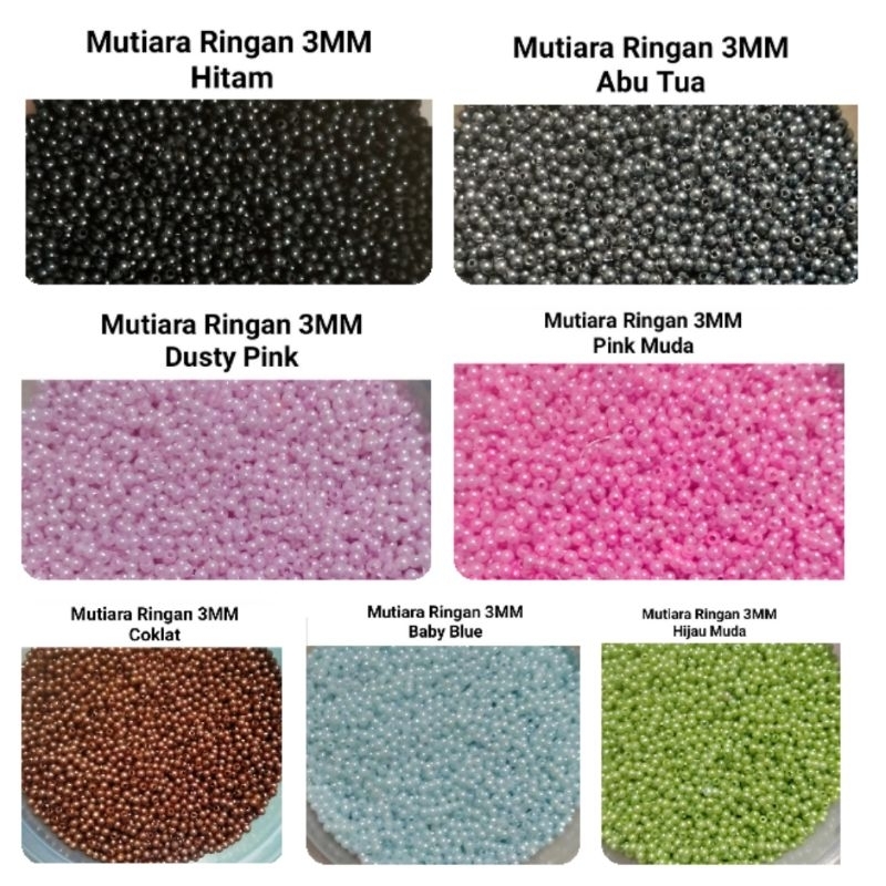 Manik Payet Mote Mutiara Plastik / Ringan 3mm Grade A - 10 Gram