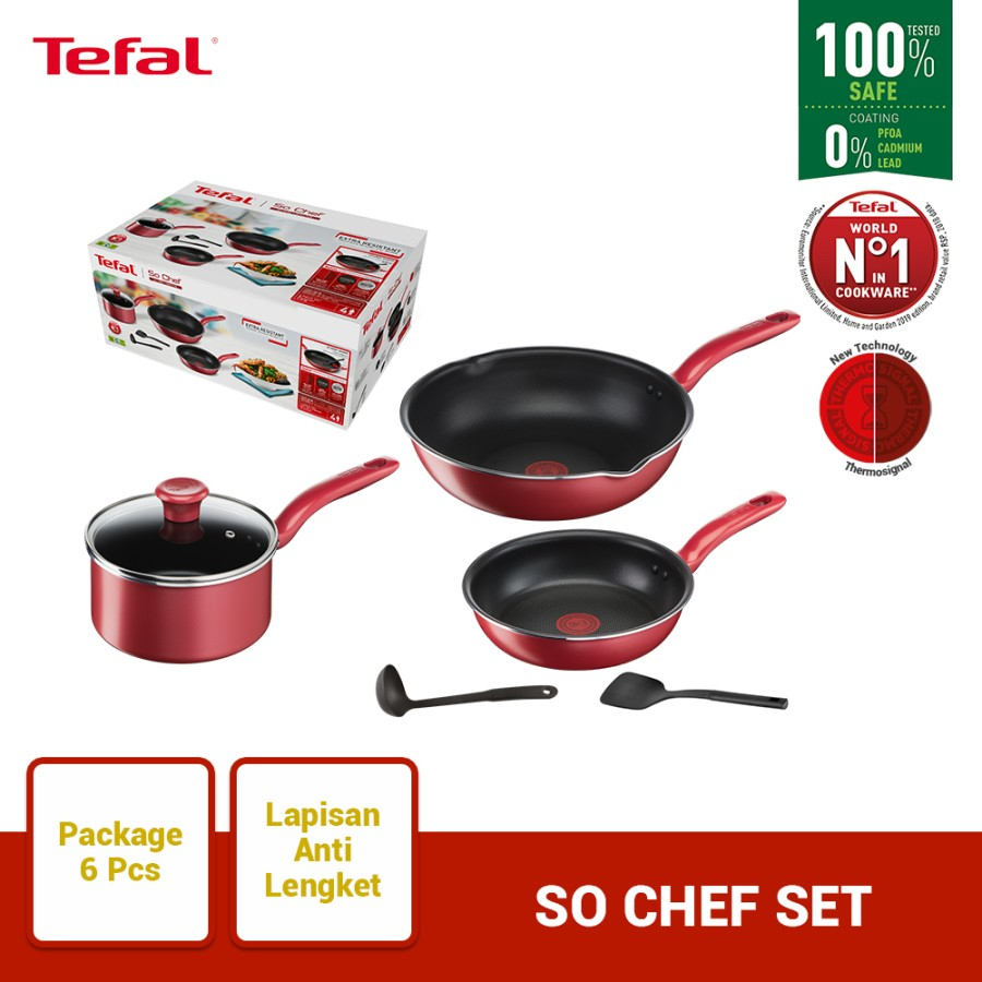 Tefal So Chef Set Package 6pcs Premium Cookware 6 Pcs