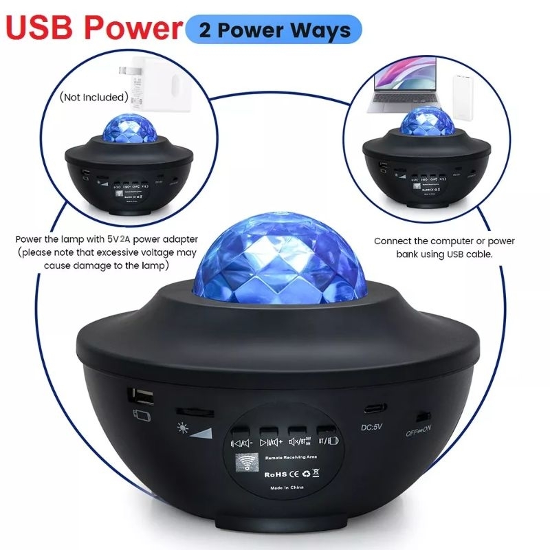Lampu Proyektor Bintang Galaxy Speaker Bluetooth Led Lamp Starry Romantic Cahaya Laser
