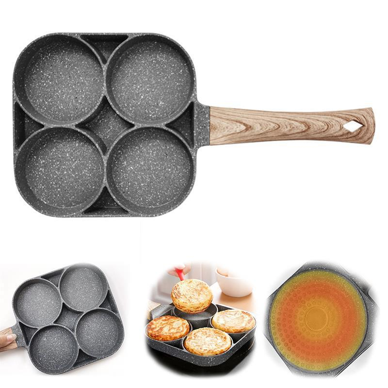 Teflon Wajan Penggorengan 4 Lubang Pancake Pan Non Stick - ZO-BP1 - Gray