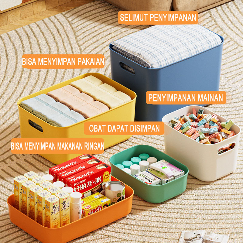 Storage Box dengan tutup/Container Keranjang Penyimpanan/Organizer Multifungsi Keranjang penyimpanan plastik Storage Box/Kotak dengan berbagai warna dan ukuran