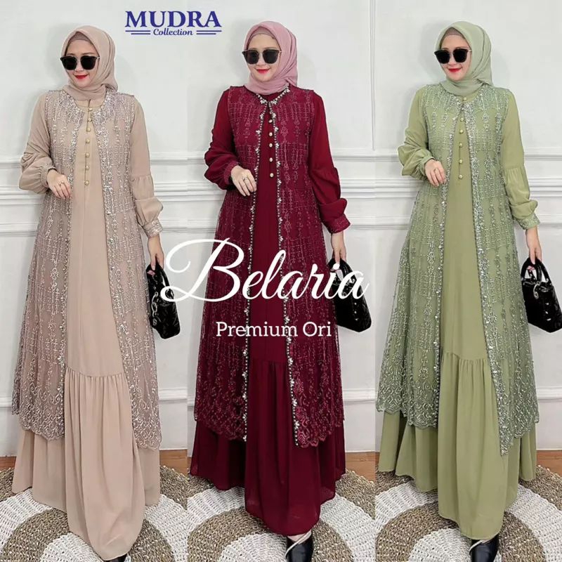 Baju Gamis Wanita Muslim Georgina Dress Brukat Tulle mewah Hayya Dress Brukat Terbaru Bellaria Dress