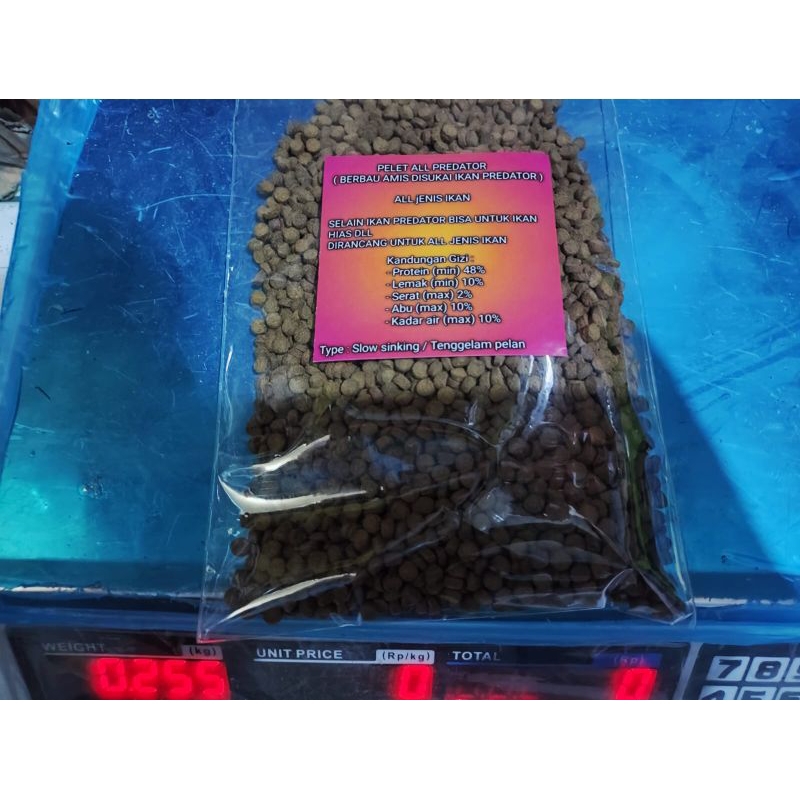 Pelet All predator 250 gram / Pelet louhan / pelet chana / pelet pbass / pelet oscar / Pelet arwana / pelet ikan / pelet koi / pelet ikan hias / pelet kura - kura / pelet lele / pelet nila / pelet ikan predator