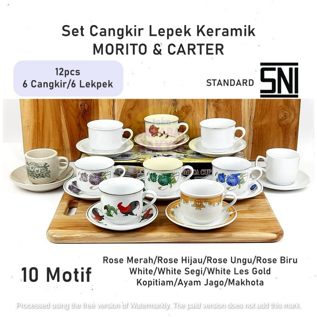 UTL030P Set Cangkir Lepek Omega Rose Biru CP-58B Morito