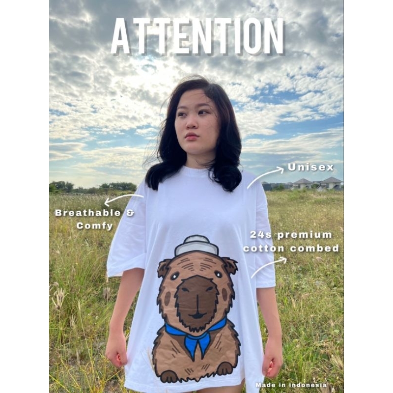 ATTENTION T-SHIRT  | LITTLE CAPYBARA T-SHIRT KAOS PREMIUM OVERSIZE