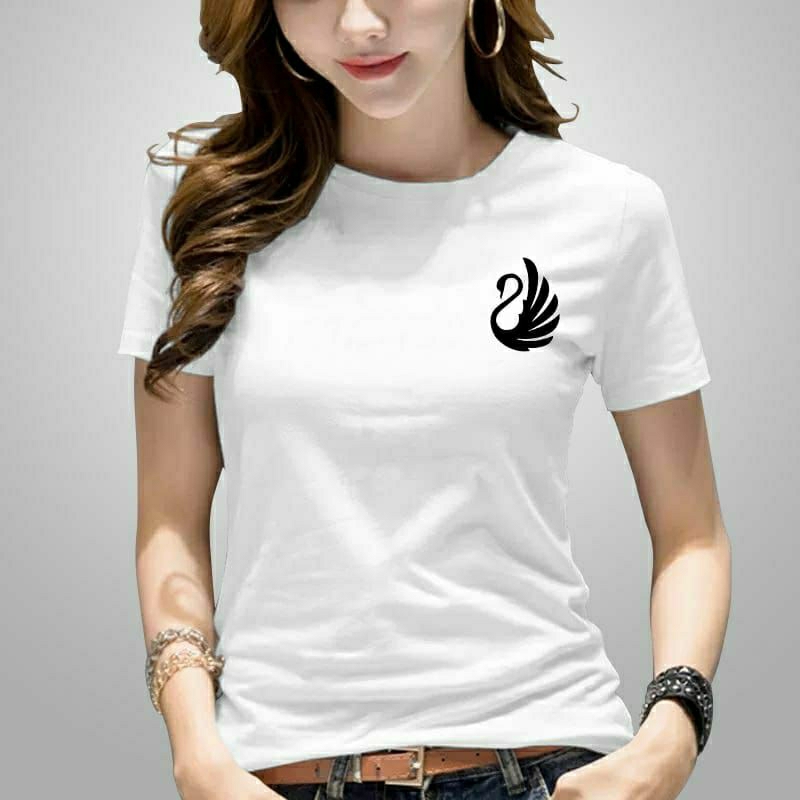 KAOS LENGAN PENDEK WANITA HITAM PUTIH BAHAN SOFF TEBAL