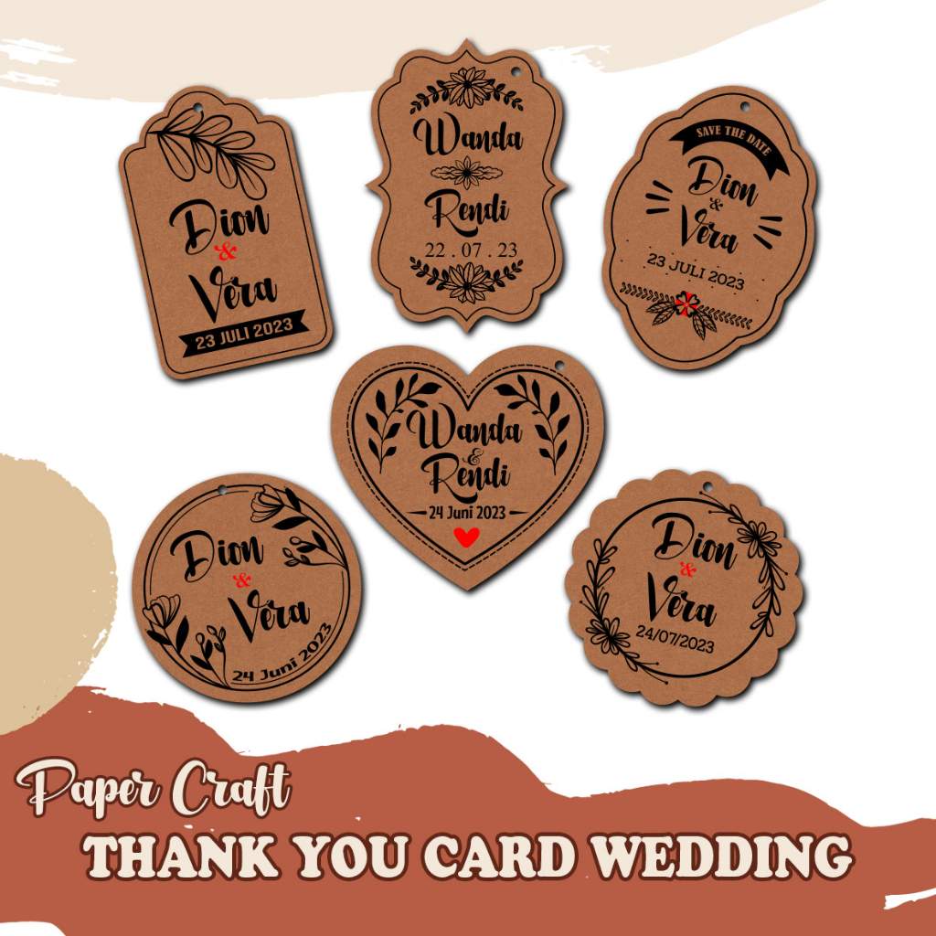 THANK YOU CARD WEDDING VINTAGE/KRAFT/KARTU UCAPAN TERIMA KASIH SOUVENIR VINTAGE/KERTAS KRAFT/KARTU S
