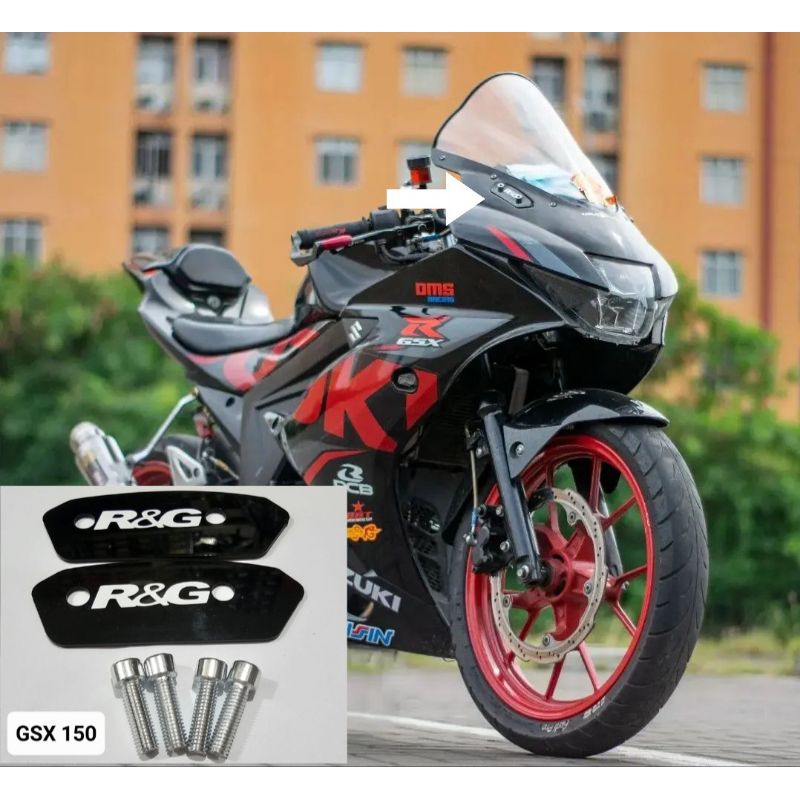 Mirror blanking tutup lubang spion depan suzuki GSX 150 R bahan akrilik sepasang free baut 4 pcs