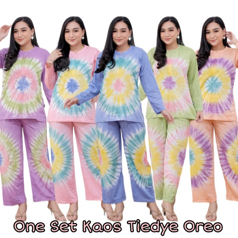 Setelan Kaos CPLP Motif Tiedye Mentari Resleting Depan Busui Friendly Babydoll Kekinian