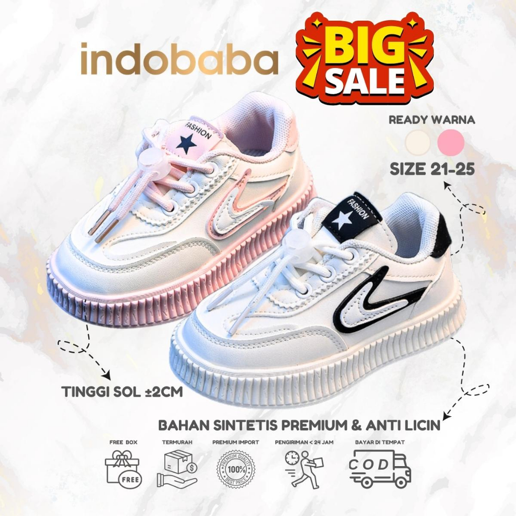 indobaba Sepatu Anak Perempuan Import Sneaker Anak Laki laki Import Usia 1-5 Tahun S177