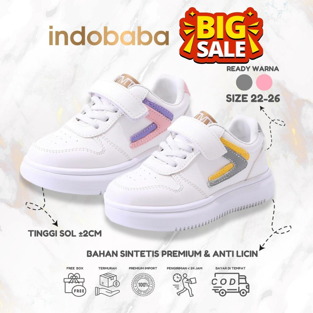 indobaba Sepatu Anak Perempuan Sneakers Anak Import 1-5 Tahun S152