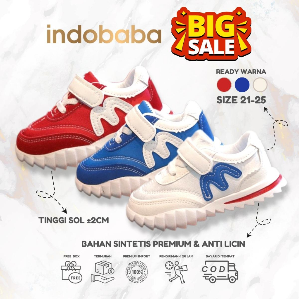 indobaba Sepatu Anak Perempuan Sneakers Anak Import Fashion Casual Sintetis1-5 Tahun S165