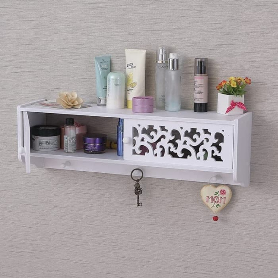 Rak gantung dinding vintage DIY tempat simpan kosmetik make up obat kunci