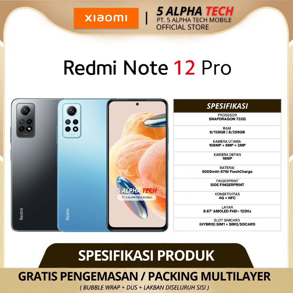 XIAOMI REDMI NOTE 12 PRO 4G NFC 6/128GB 8/256GB REDMI NOTE 12PRO GARANSI RESMI XIAOMI