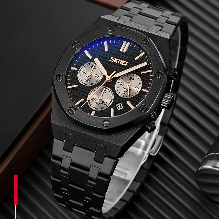 SKMEI 9296 Original Jam Tangan Pria Chrono Chronograph Rantai Tahan Air