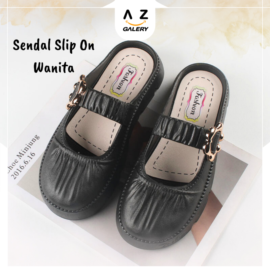 Sandal Sepatu Mary Janes Wanita Slip On Import Kekinian Korean Style Model Lucu Bahan PVC Jelly Azgalery SPT-63