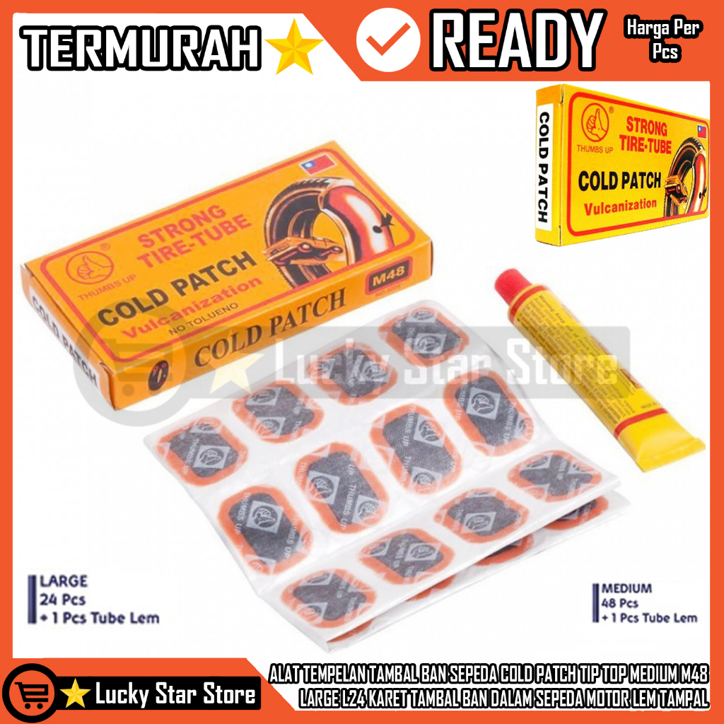 Cold Patch Tip Top Lem Tampal Mobil Bocor Medium M48 Large L24 Karet Tambal Ban Dalam Sepeda Motor T