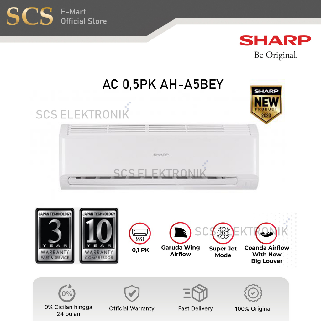 Sharp AC 0,5PK AH-A5BEY Air Conditioner 360Watt LOW WATT 1/2PK