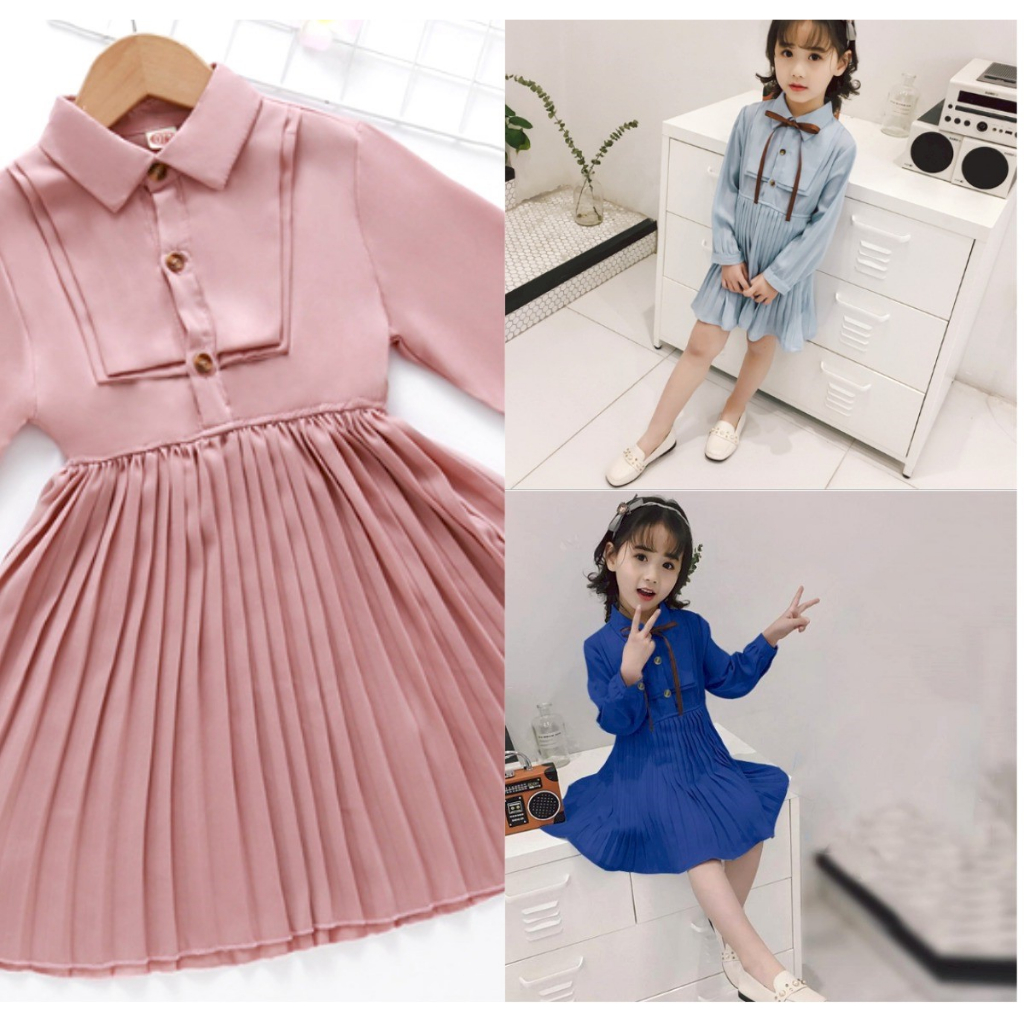 SHEERA'S CHOICE DRESS PLISKET ANAK PEREMPUAN/BAJU ANAK PEREMPUAN PLISKET