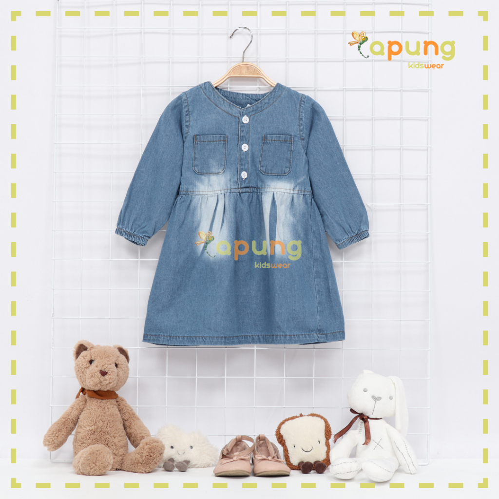 (Capung Kidswear) Dres Jeans Anak Perempuan Akira 1-6 tahun