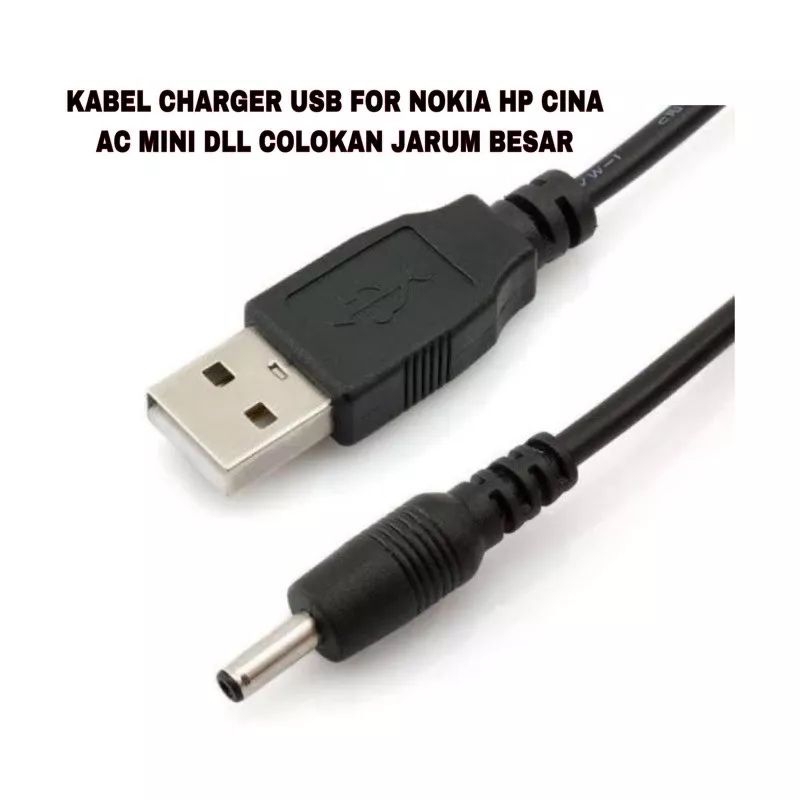 Kabel Charger USB Kipas Angin Mini Portable/ HP Nokia HP Cina AC Mini DLL Colokan Jarum Besar