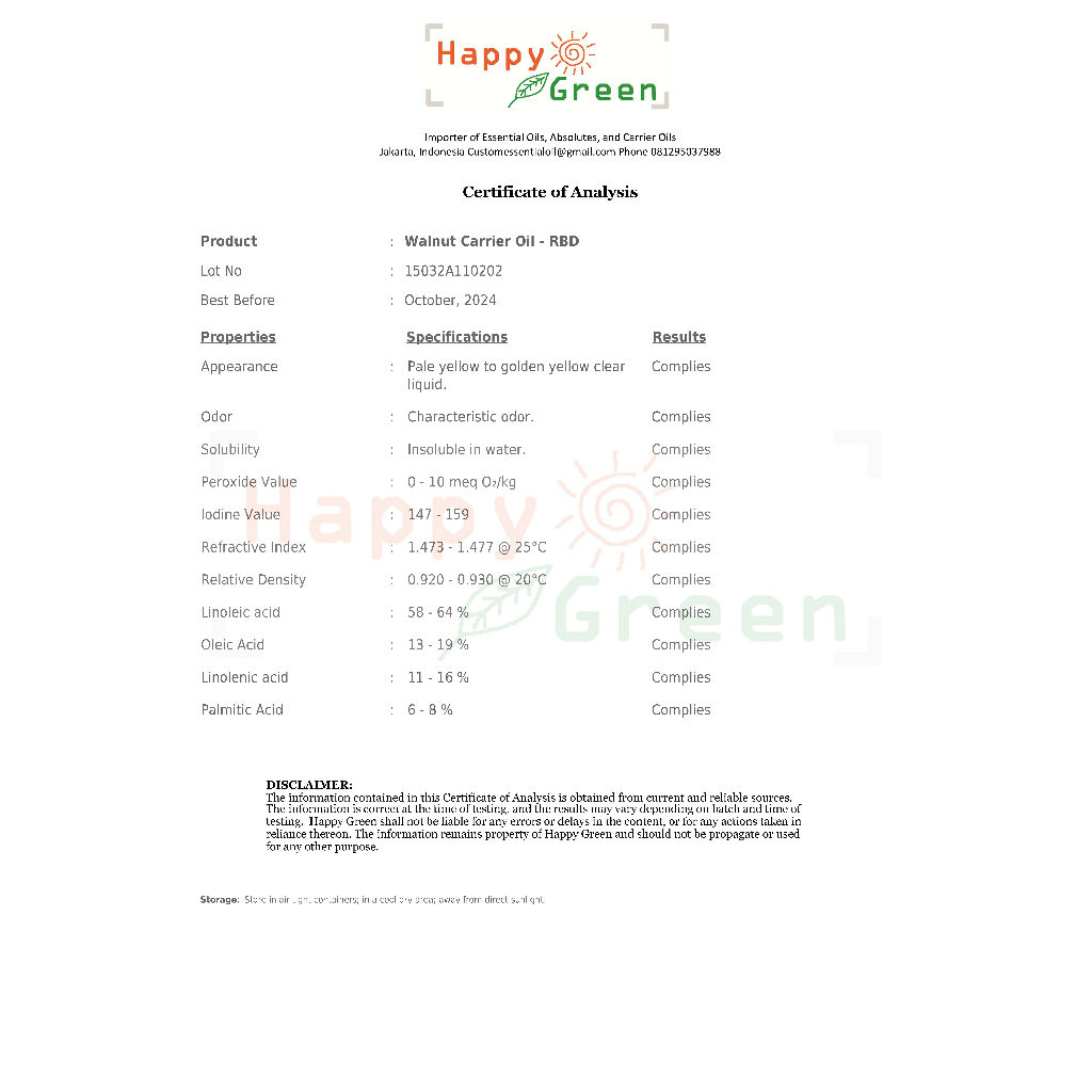 Bersertifikat Happy Green Premium Walnut Oil - Minyak Walnut