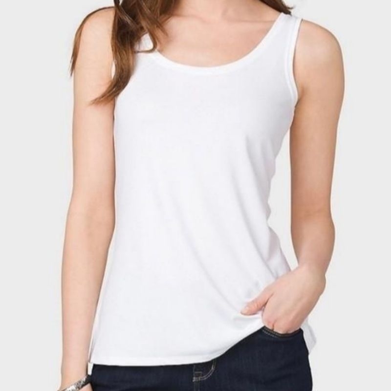 Tanktop Singlet Silky Lembut Putih Roz & Ali