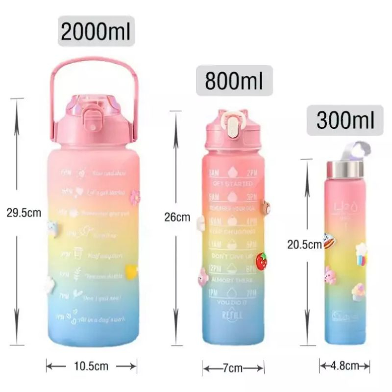 Botol Minum Anak Warna Gradasi Tempat Minum Beranak 3In1 FREE Sedotan