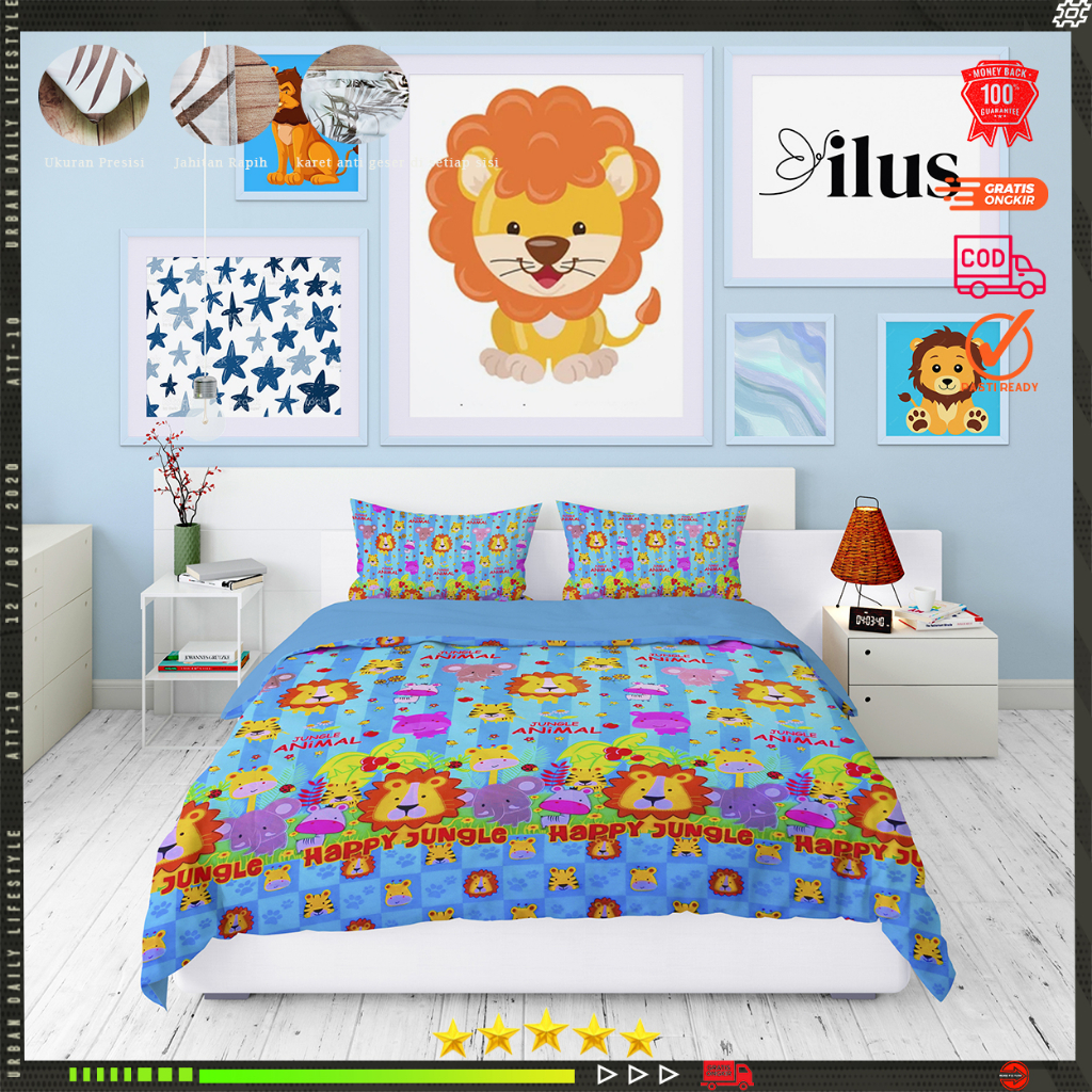 Sprei motif karakter anti luntur ukuran 90x200 100x200 120x200 160x200 180x200 200x200