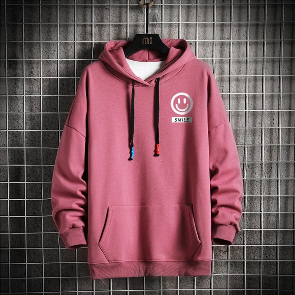 Hoodie LOGO SMILE Simple UNISEX Pria Wanita || Size L - XXL