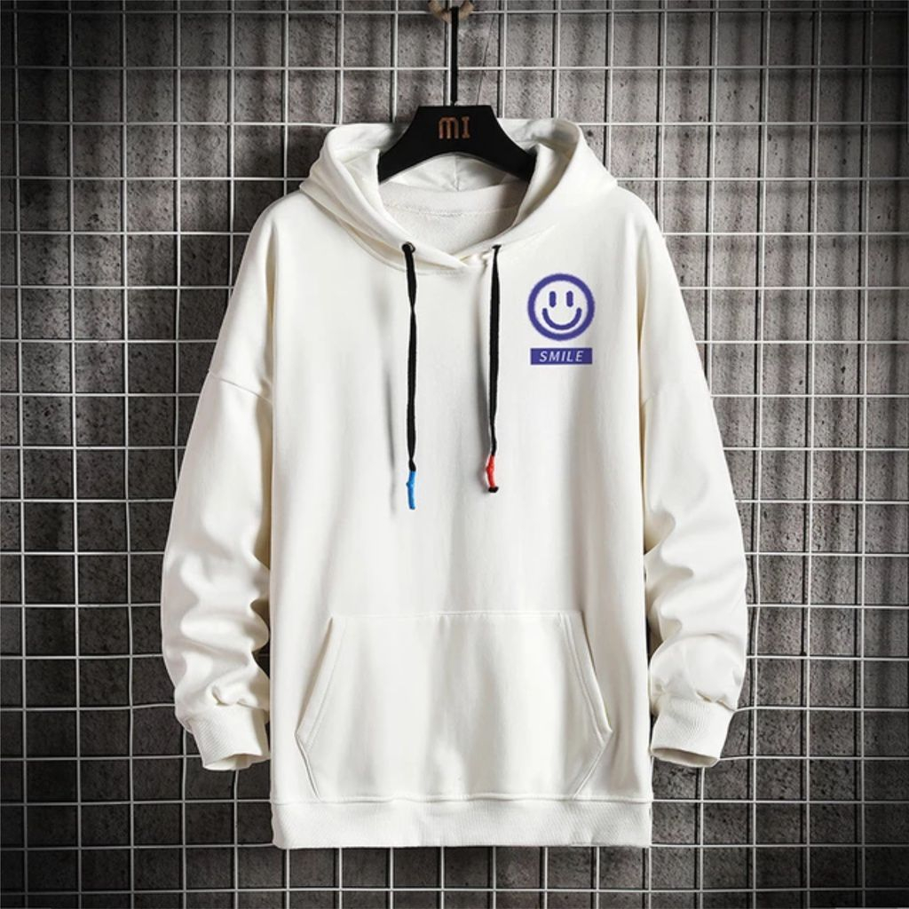 Hoodie LOGO SMILE Simple UNISEX Pria Wanita || Size L - XXL