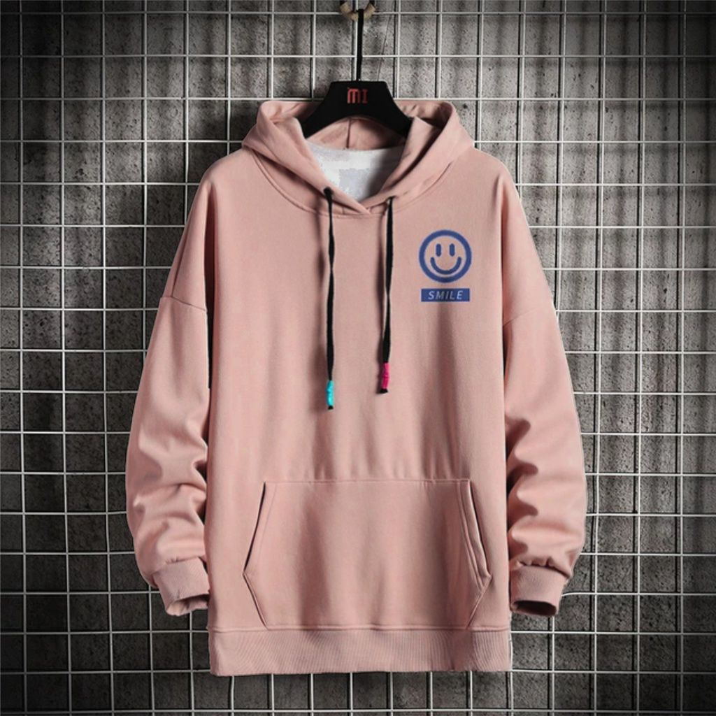 Hoodie LOGO SMILE Simple UNISEX Pria Wanita || Size L - XXL