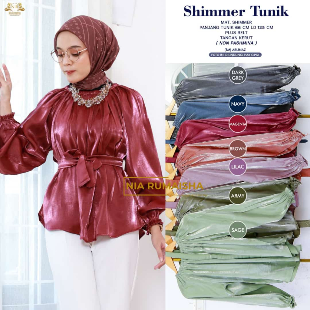 Shimmer Tunik Atasan Wanita Muslim Original Produk By Nia Rumaisha Orinaura