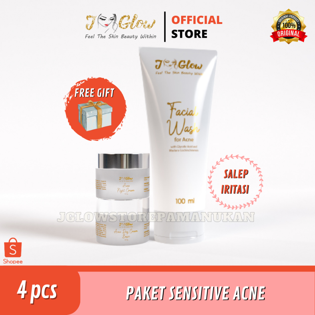 Jglow Skincare Paket Sensitif Acne / Perawatan Wajah Sensitif Acne / ORIGINAL / TERLARIS / BEST SELL