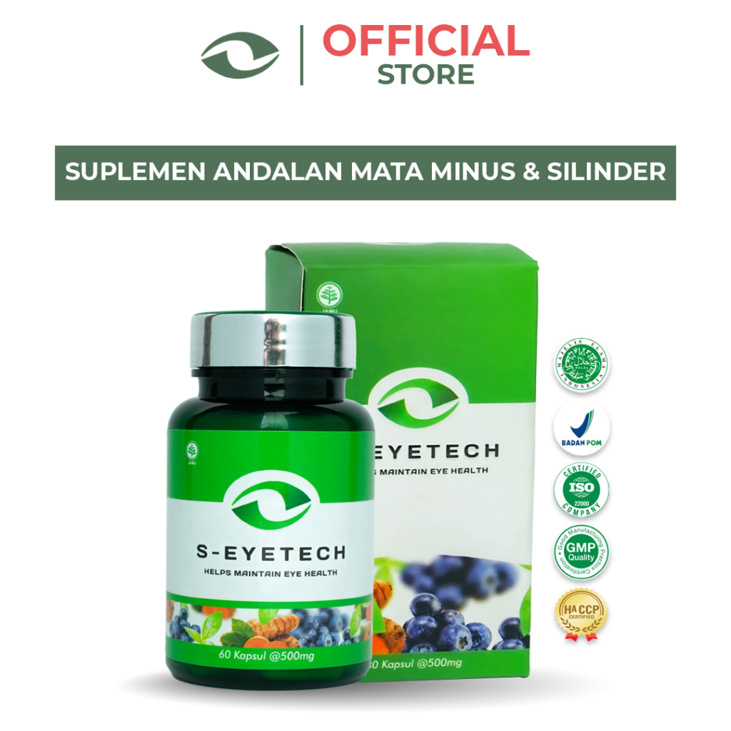 SMART VISION Suplemen Mata Minus, Plus, &amp; Silinder Terbaik - S Eyetech 60 Kapsul