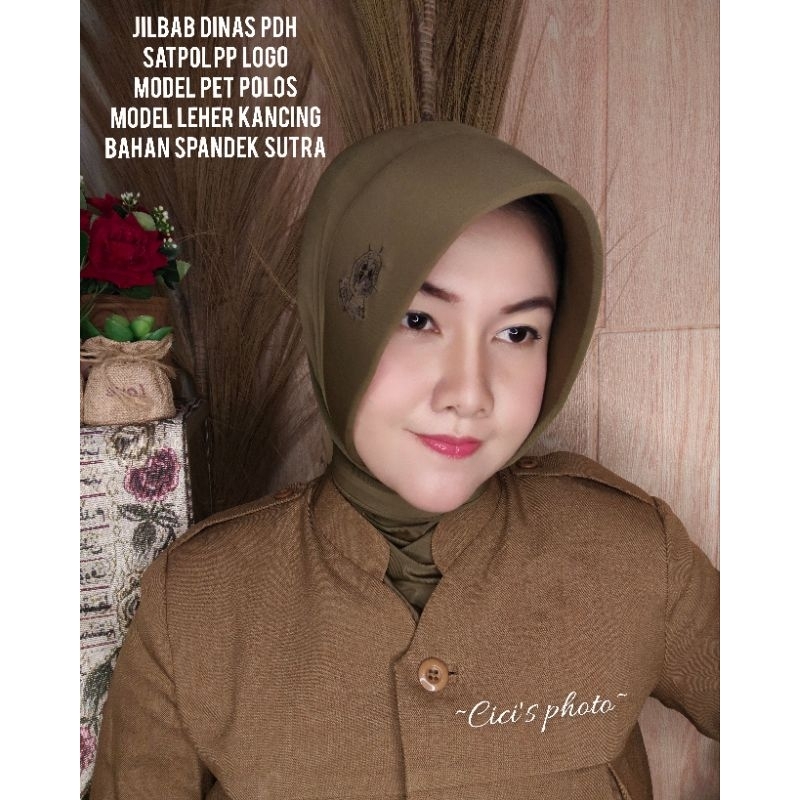 JILBAB SATPOL PP LOGO BAHAN SPANDEK SUTRA SUPER