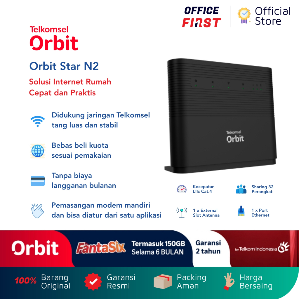 Telkomsel Orbit Star N2 Modem Wifi 4G High Speed Bonus Data