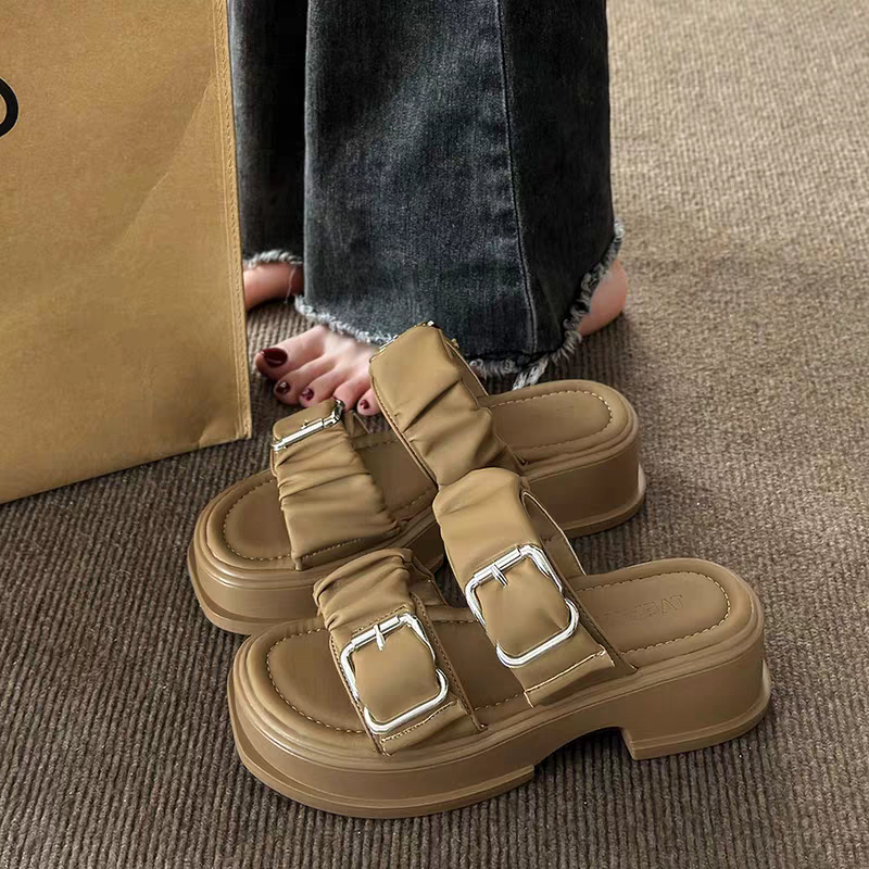 COD Sneakersdaily 668 Sandal Wedges Slip On Platfrom Wanita Premium