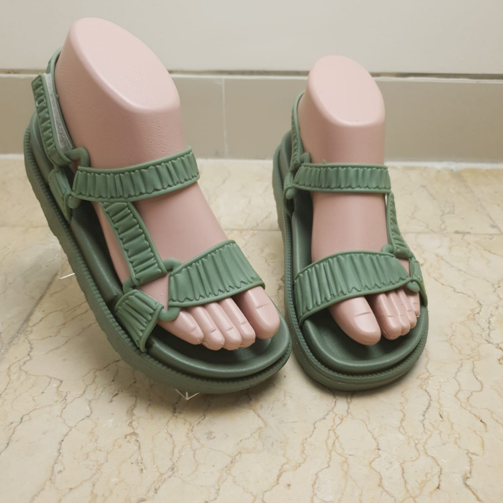 Sandal Slop Platform Let Gunung Ban Motif Segitiga Cantik Trendy Import MKY XH-8868-2Ah 37-41