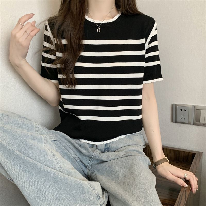 Steffi Stripe Knit Top Import  - Atasan Rajut Wanita Import TM (29045-5)