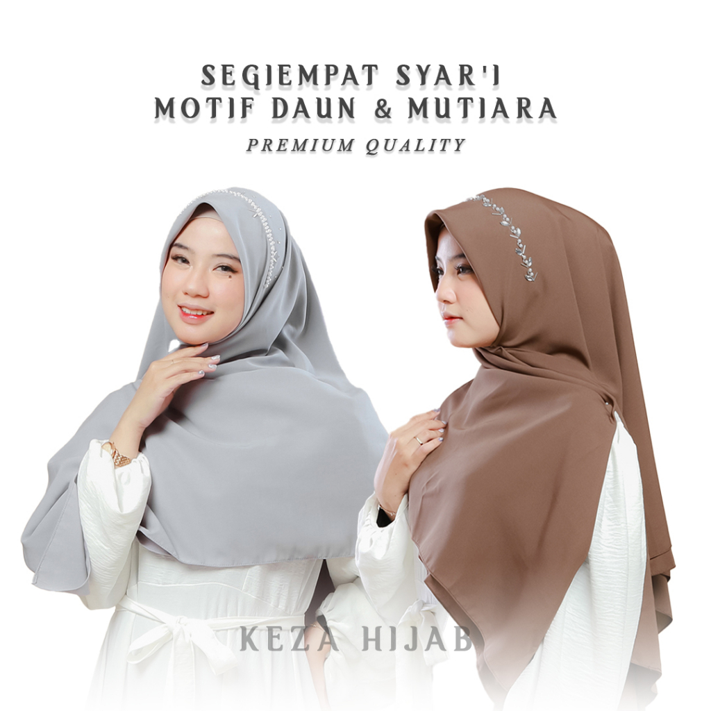 JILBAB SEGIEMPAT PAYET SYARI /SEGIEMPAT JUMBO PAYET DAUN &amp; MUTIARA